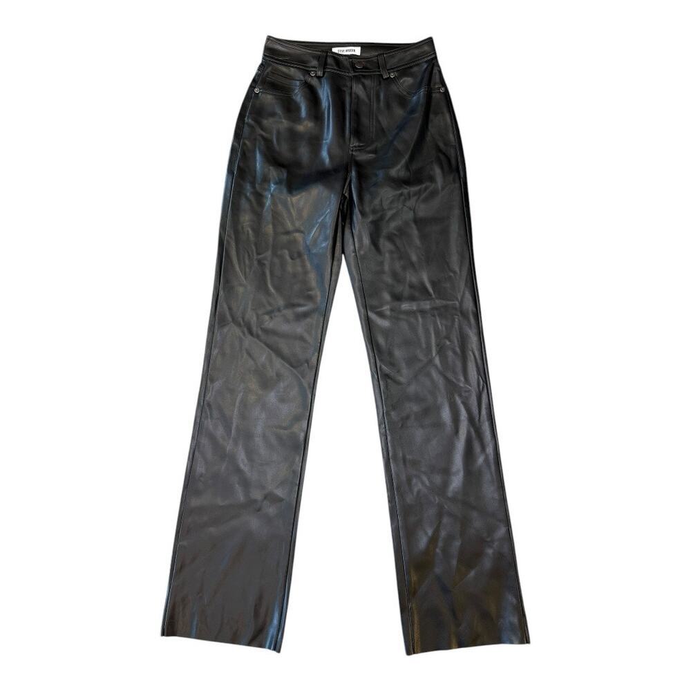 NEW Steve Madden Women's Black Vegan Faux Leather Straight Pants Size XS NWOTβ